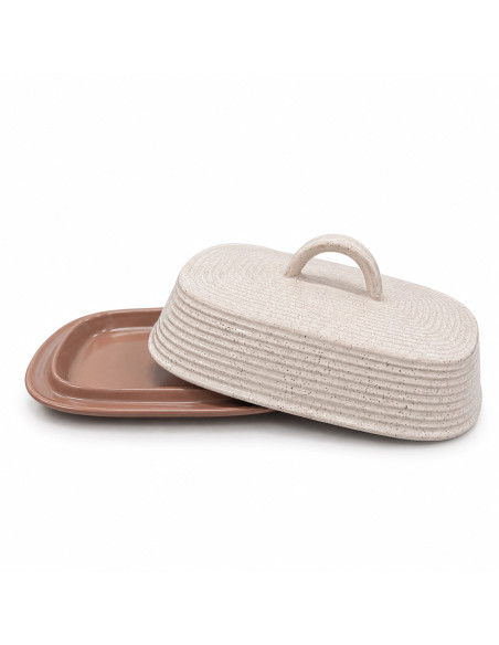 Mantequillero cerámica beige terracota