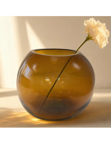 Florero vidrio 25x20cm esfera ámbar