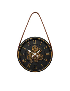 Reloj pared 43cm con correa café
