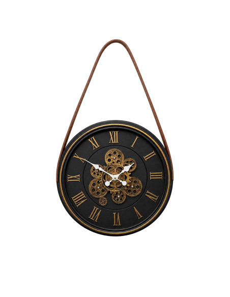 Reloj pared 43cm con correa café
