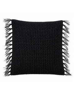 Cojín Tejido Con Flecos Negro 45x45 cm - Decoración Moderna