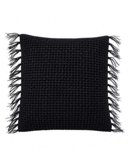 Cojín Tejido Con Flecos Negro 45x45 cm - Decoración Moderna