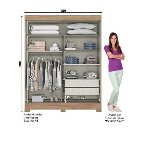 Closet 2 puertas Jequitibia