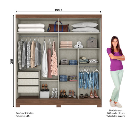 Closet 2 puertas York castaño