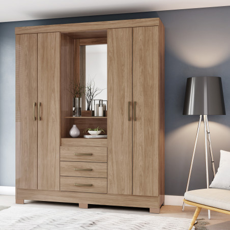 Closet 4 puertas Jequitibia con espejo