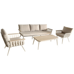 Juego living terraza Lorenzo 3-1-1 beige