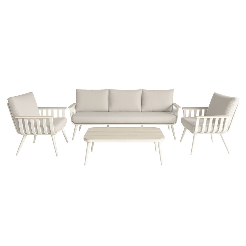 Juego Living Terraza Lorenzo 3-1-1 Beige - Muebles de Terraza