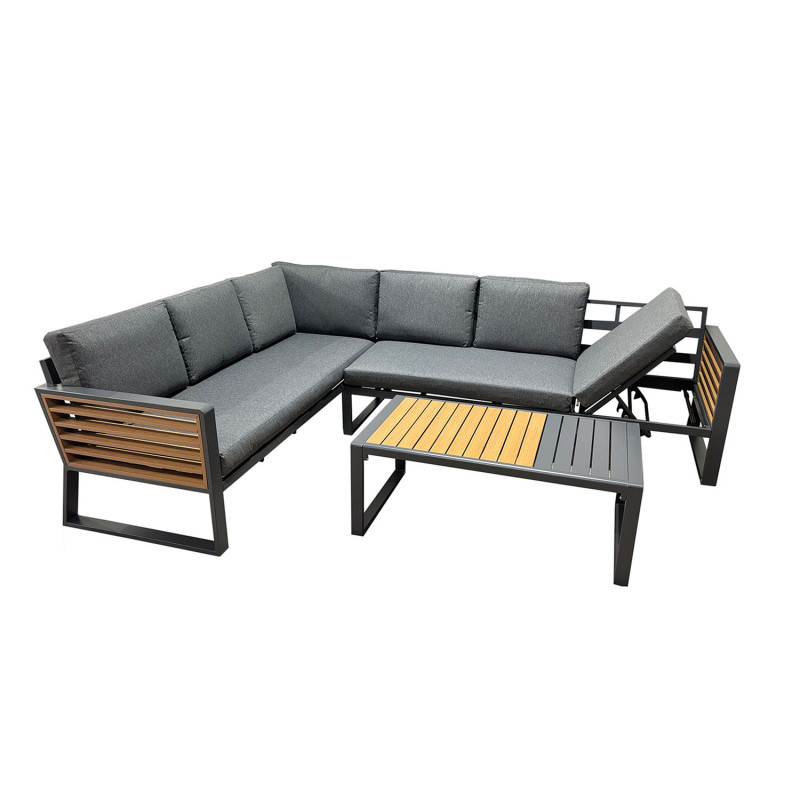 Juego Living Terraza Seccional Beckman Gris - Muebles Terraza