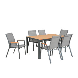 Juego comedor terraza 6 sillas Erie gris
