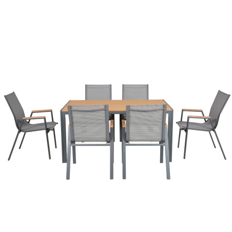 Juego comedor terraza 6 sillas Erie gris