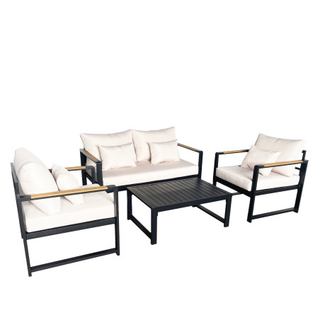 Juego living terraza Mykonos 2-1-1 negro