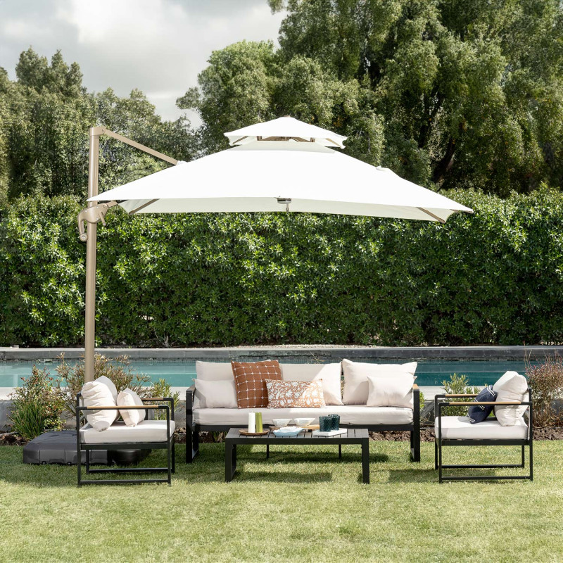 Juego Living Terraza Mykonos 3-1-1 Negro - Muebles de Terraza