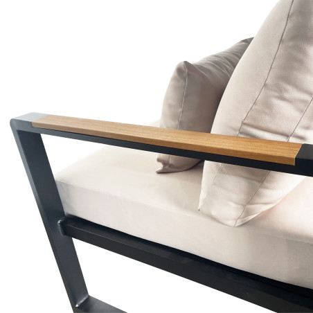 Juego living terraza Mykonos 3-1-1 negro