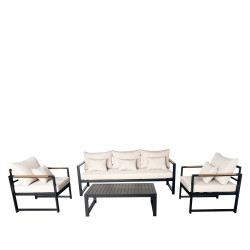 Juego living terraza Mykonos 3-1-1 negro