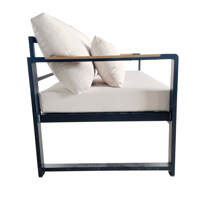 Juego Living Terraza Mykonos 3-1-1 Negro - Muebles de Terraza