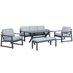 Juego living terraza Elgin gris 3-1-1-1