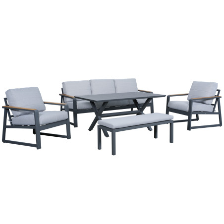 Juego living terraza Elgin gris 3-1-1-1