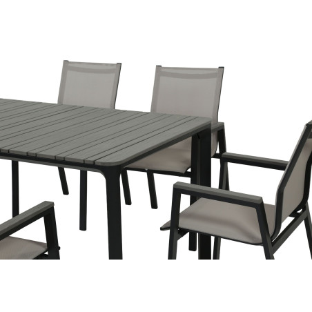 Juego comedor terraza 6 sillas Ely gris oscuro