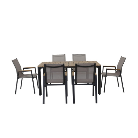 Juego comedor terraza 6 sillas Ely negro