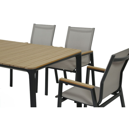 Juego comedor terraza 6 sillas Ely negro