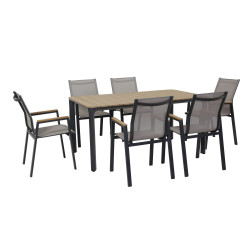 Juego comedor terraza 6 sillas Ely negro