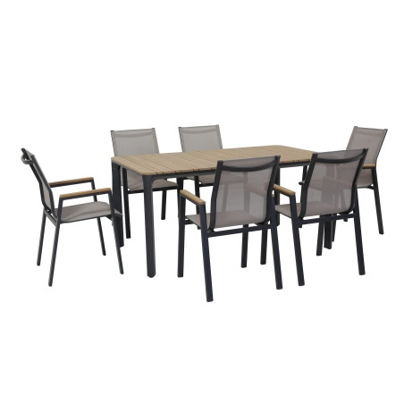 Juego comedor terraza 6 sillas Ely negro