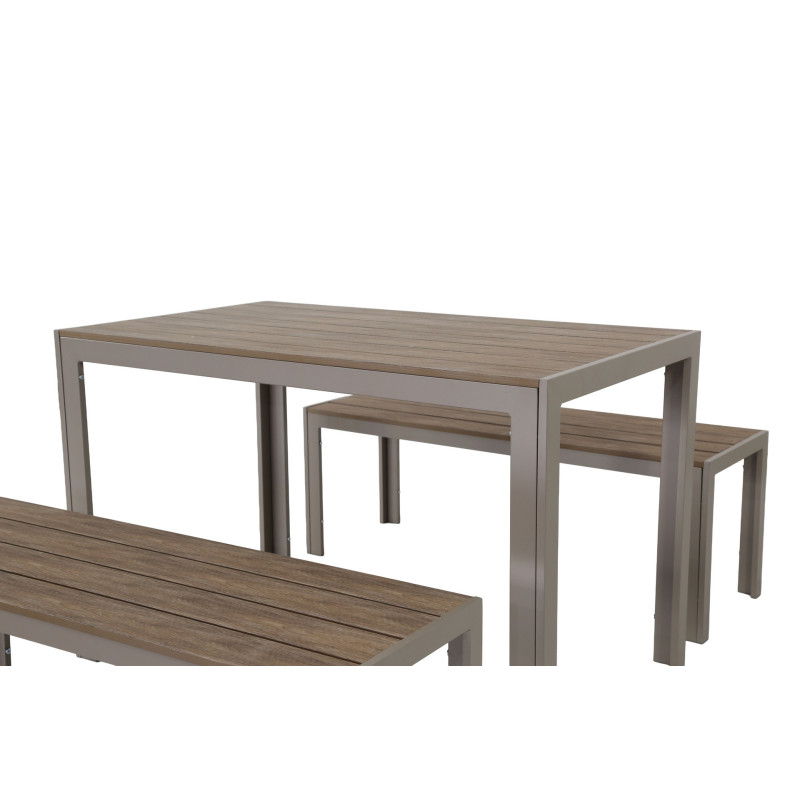 Juego Comedor Terraza 2 Bancos Elko Champagne - Muebles Terraza