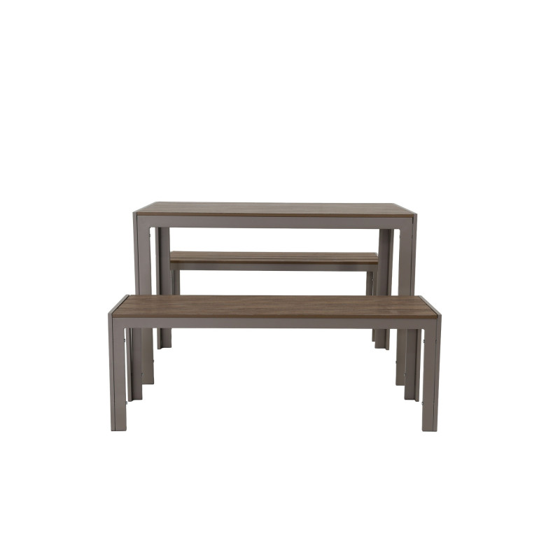 Juego Comedor Terraza 2 Bancos Elko Champagne - Muebles Terraza