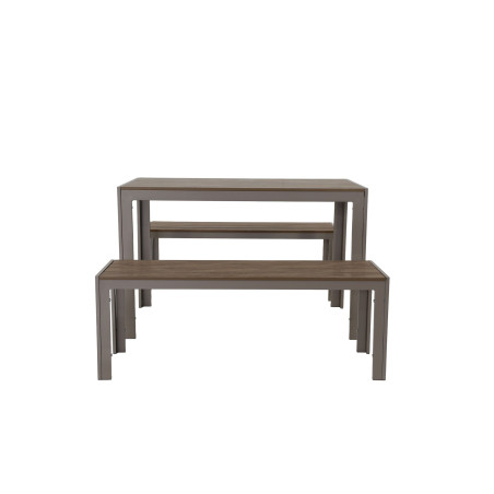 Juego comedor terraza 2 bancos Elko champagne