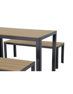 Juego Comedor Terraza 2 Bancos Elko Gris Oscuro - Terraza 2