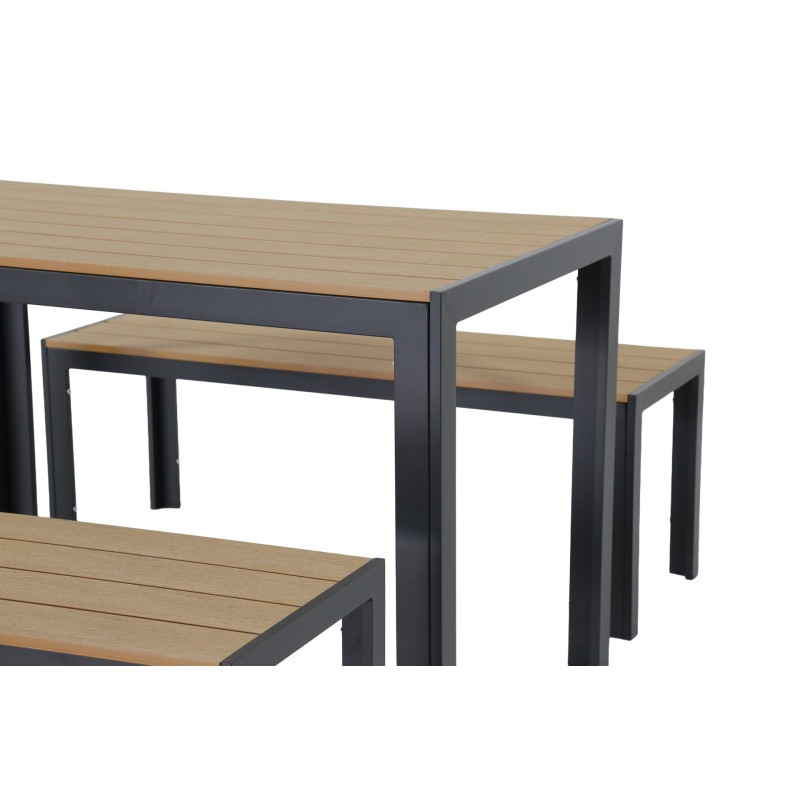 Juego Comedor Terraza 2 Bancos Elko Gris Oscuro - Terraza