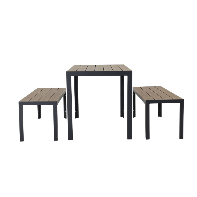 Juego Comedor Terraza 2 Bancos Elko Gris Oscuro - Terraza