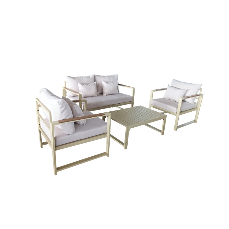 Juego Living Terraza Mykonos 2-1-1 Beige - Muebles de Terraza