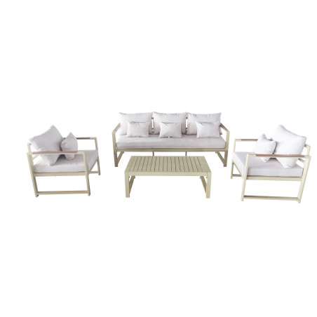 Juego living terraza Mykonos 3-1-1 beige