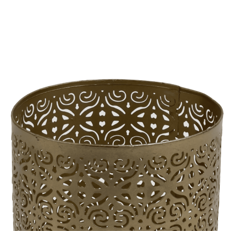 Portavelas dorado 12x12x18,5cm