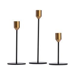 Set 3 candelabros negro/dorado