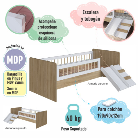 Cama 1 plaza Affeto 190x90cm