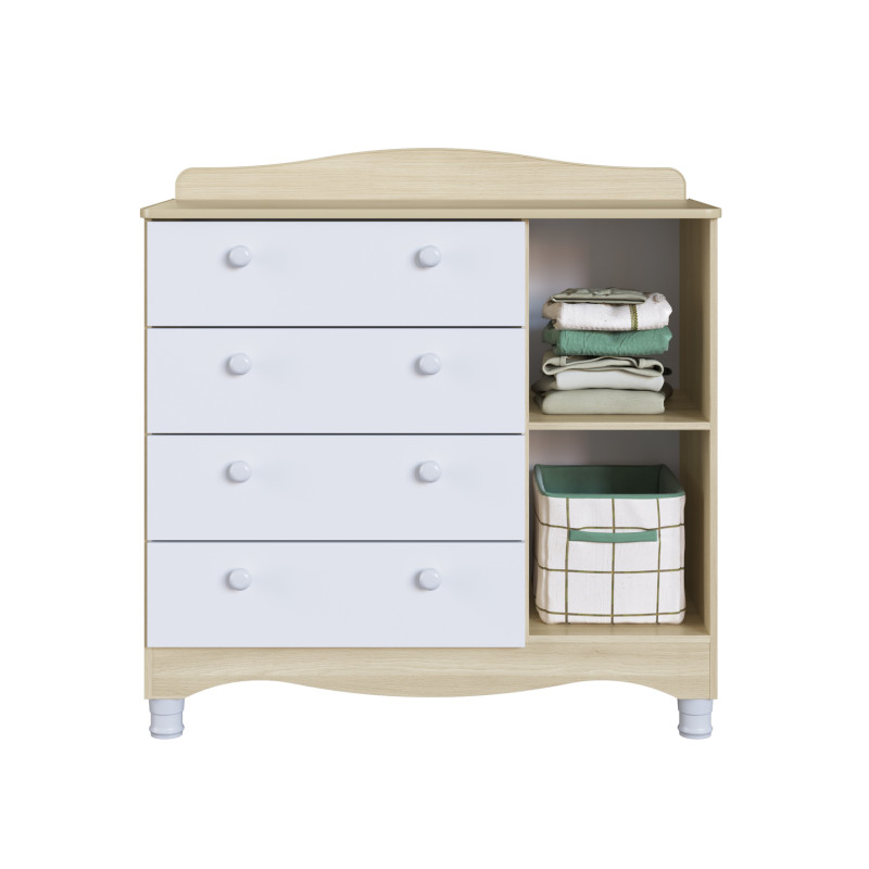Cómoda Encanto 4 Cajones 1 Puerta - Mueble Infantil Versátil