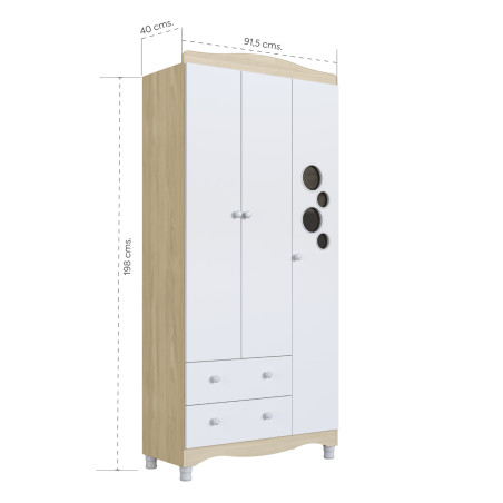 Closet Encanto 3 puertas 2 cajones