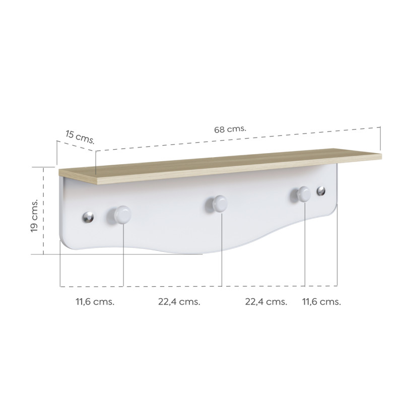 Repisa Infantil con Perchero Encanto - Mueble para Cuarto de Bebé