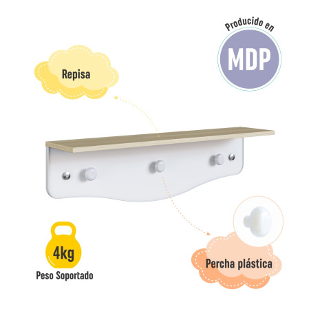 Repisa infantil con perchero Encanto