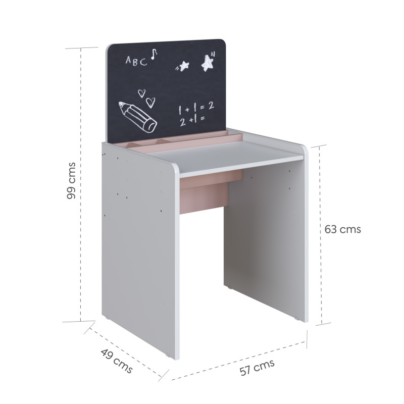 Escritorio Infantil con Silla Le Petit Blanco-Rosa | Muebles