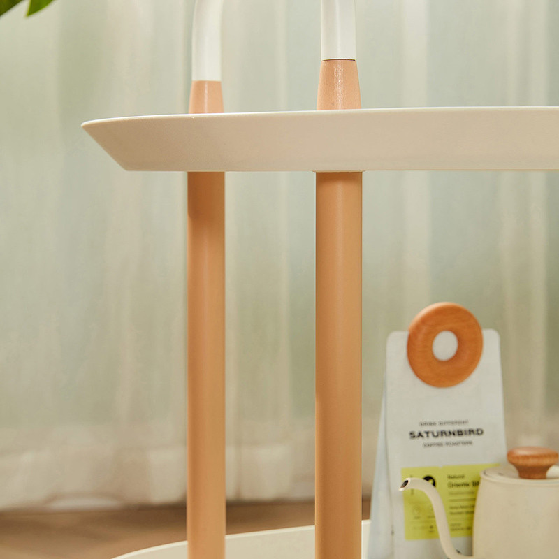 Mesa Lateral 2 Niveles Nórdica con Ruedas de Metal