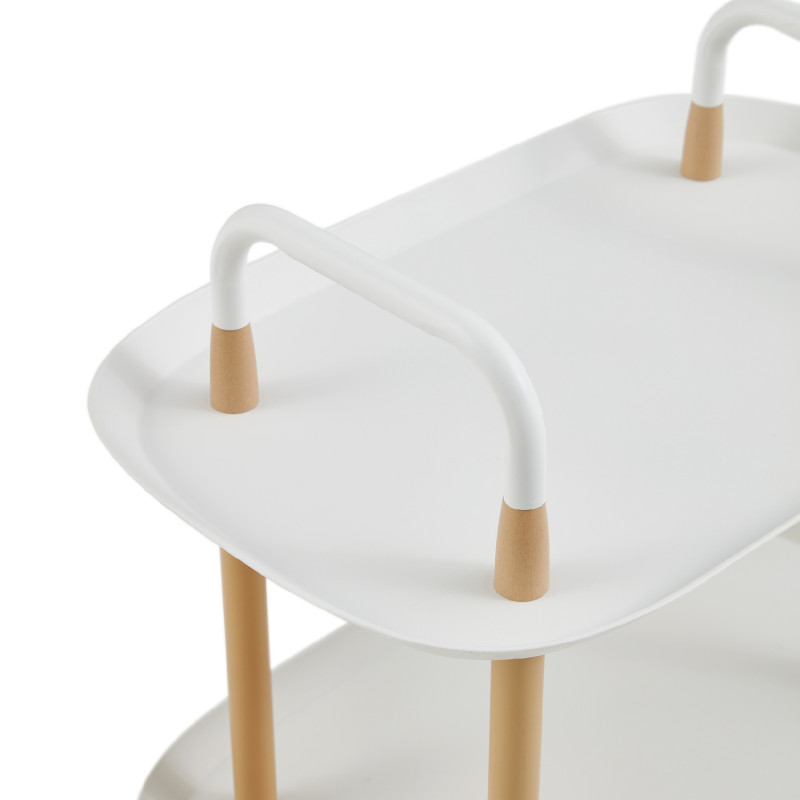 Mesa Lateral 2 Niveles Nórdica con Ruedas de Metal