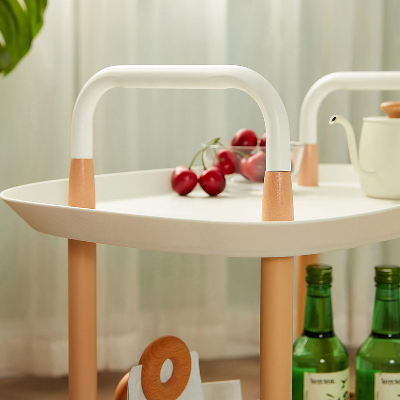 Mesa Lateral 2 Niveles Nórdica con Ruedas de Metal