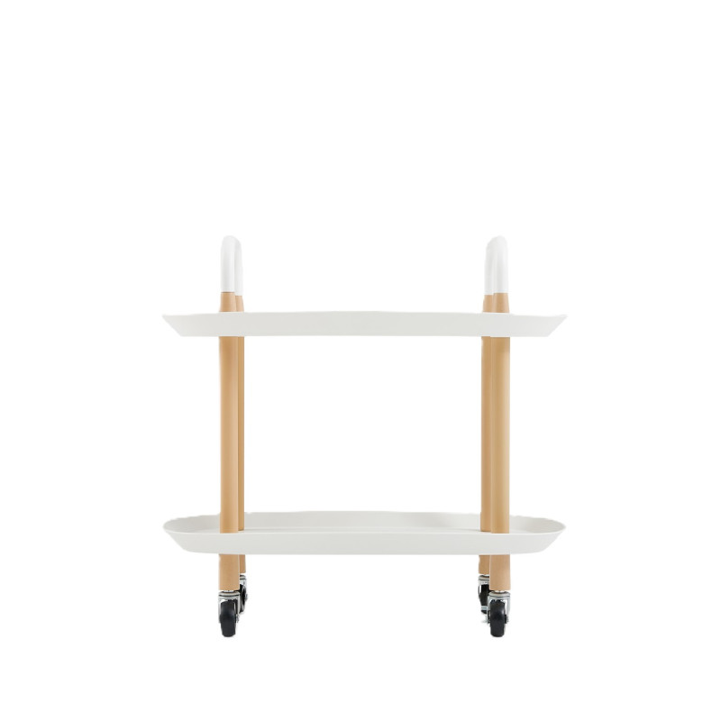 Mesa Lateral 2 Niveles Nórdica con Ruedas de Metal