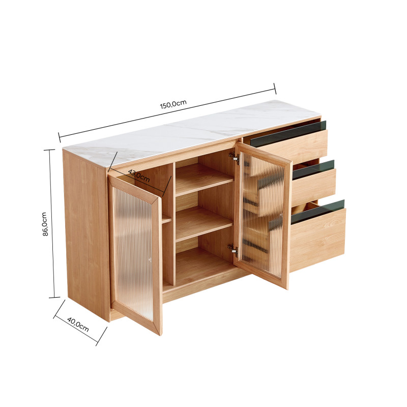 Buffet Miravet 2 Puertas 3 Cajones - Mueble de Almacenamiento