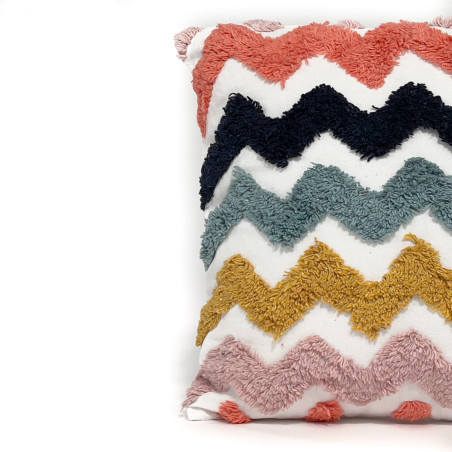 Cojín 40x40cm kids zigzag azul