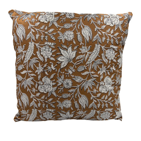 Cojín 45x45cm print flor ocre