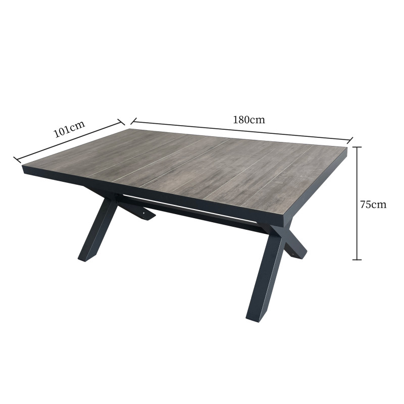 Mesa Terraza Ravello Cerámica Gris 180cm - Estilo y Comodidad